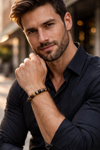 Luxury Tiger Eye & Hematite Men’s Bracelet – Gold & Gunmetal Statement Design