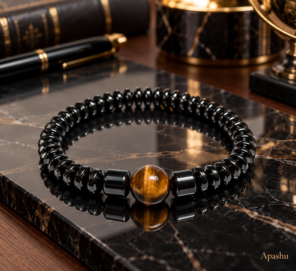 Men's Black Hematite & Tiger Eye Bracelet – Strength, Confidence & Timeless Elegance
