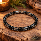 Men’s Black Onyx & Hematite Bracelet – Natural Stone Beaded Bracelet
