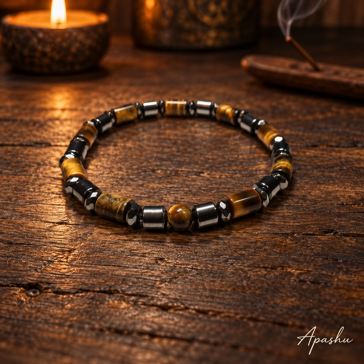 Men’s Tiger Eye & Hematite Bracelet – 6mm Beads – Handmade