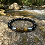 Tiger Eye & Black Onyx Beaded Bracelet – 19 cm | 8 mm Natural Stone Bracelet | Any Size Available
