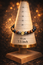 Luxury Men’s Natural Stone Bracelet – Black Onyx, Tiger Eye & Hematite