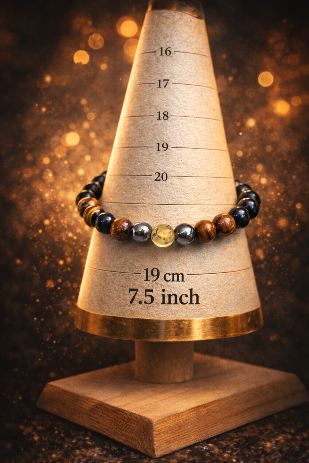 Luxury Men’s Natural Stone Bracelet – Black Onyx, Tiger Eye & Hematite