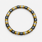 Luxury Black, Gold & Silver Beaded Bracelet – 19 cm – 8 mm Natural Stone Bracelet – Handmade – Any Size Available