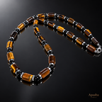 Men's Natural Tiger Eye, Black Onyx & Hematite Necklace – Handmade Luxury Gemstone Jewellery