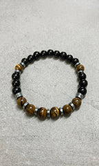 Handmade Natural Tiger Eye & Black Onyx Bracelet