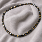 Luxury Men’s Hematite Necklace Black & Gold Beaded Necklace 26 Inch Statement Jewellery – Handmade Gift for Him