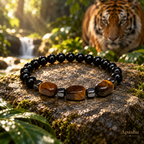 Men's Black Onyx & Tiger Eye Bracelet – Natural Gemstone & Hematite | Handmade Luxury Jewellery