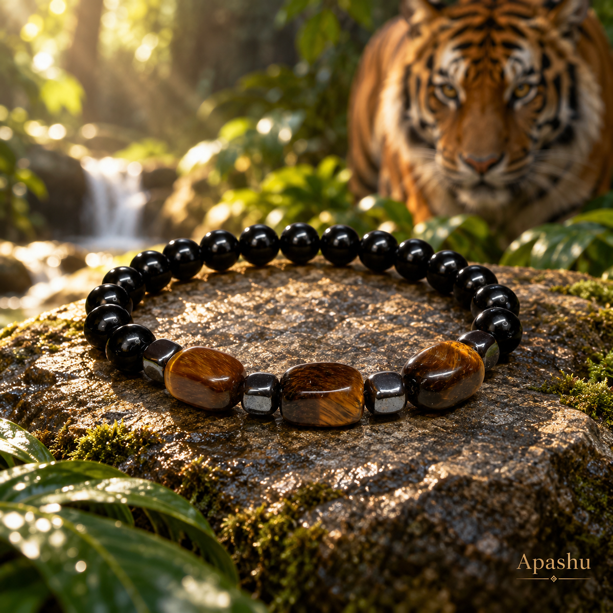Men's Black Onyx & Tiger Eye Bracelet – Natural Gemstone & Hematite | Handmade Luxury Jewellery