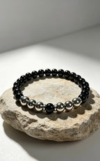 Premium Black Onyx & Hematite Bracelet 8mm | Natural Gemstone Beaded Bracelet | Men’s Jewellery | 19cm
