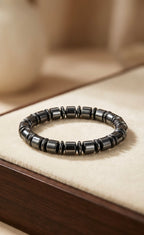 Luxury Black Hematite Barrel Bead Bracelet – Handmade Unisex Design