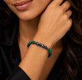 Women’s 8mm Green Malachite, Black Onyx & Hematite Bracelet – 17cm – Handmade – Any Size Available
