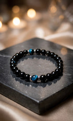 Black Onyx & Blue Tiger Eye Bracelet – 19 cm