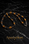 Handmade Tiger Eye Choker Necklace – Masculine Natural Stone Jewelry