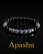 Blue Crackle Agate & Black Onyx Bracelet – 19 cm