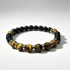 Handmade Natural Tiger Eye & Black Onyx Bracelet