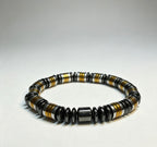 Men’s 8mm Black Gold & Silver Beaded Bracelet – Handmade – Any Size Available