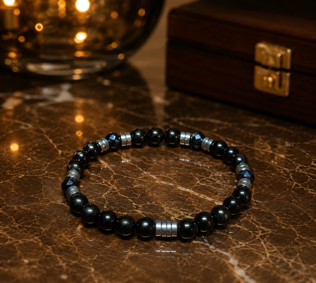 Black Onyx & Hematite Bracelet – 19 cm – Any Size Available