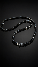 26 Inch Black Onyx Necklace for Men with Hematite Spacers – Handmade Luxury Natural Stone Beaded Necklace