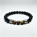 Tiger Eye & Black Onyx Beaded Bracelet – 19 cm | 8 mm Natural Stone Bracelet | Any Size Available