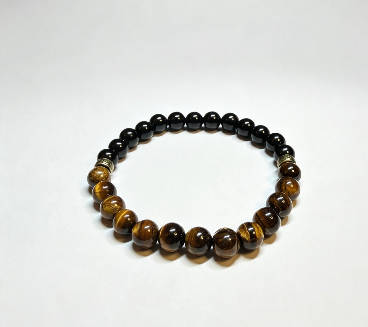 Men’s Black Onyx & Tiger Eye Bracelet – 8mm Beads, Custom Size