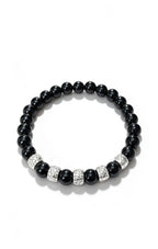 Natural Black Onyx Bracelet 19 cm – Any Size Available – Unisex Crystal Bead Bracelet