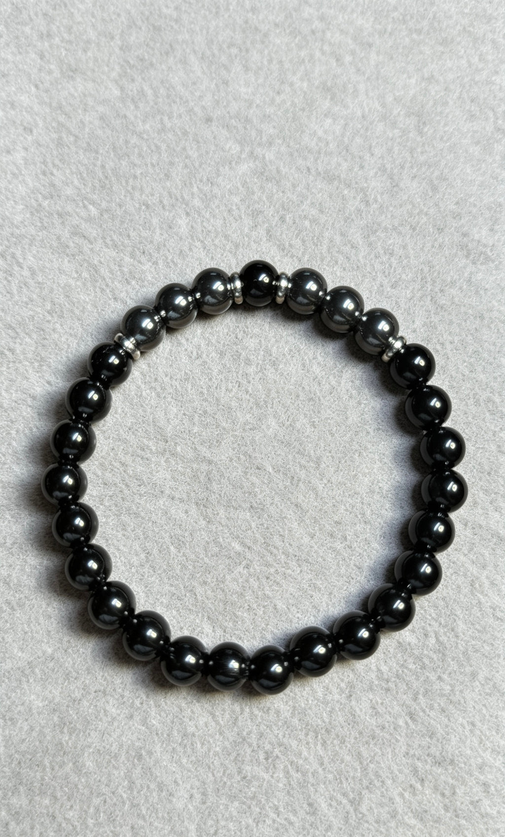 Premium Black Onyx & Hematite Bracelet 8mm | Natural Gemstone Beaded Bracelet | Men’s Jewellery | 19cm