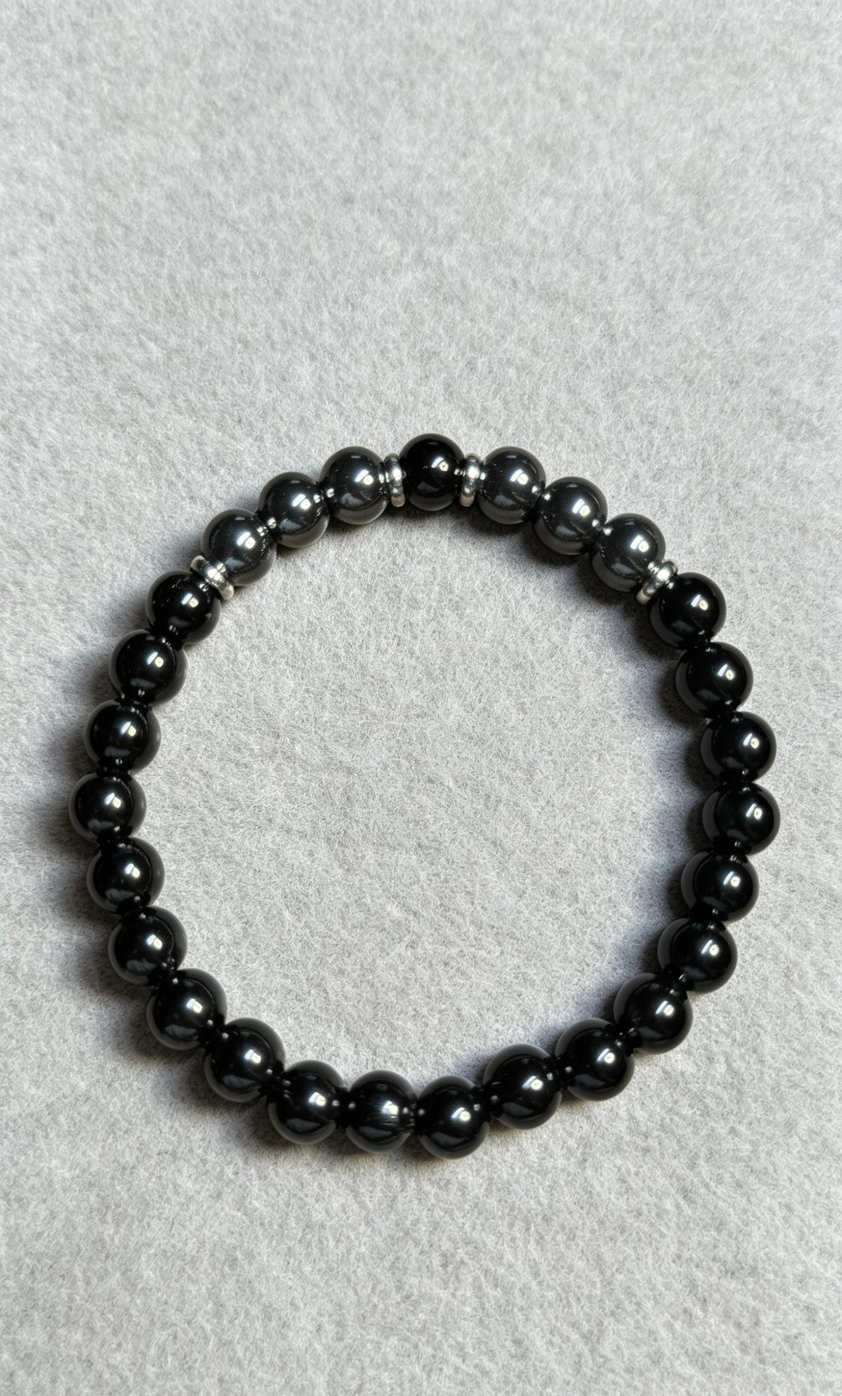 Premium Black Onyx & Hematite Bracelet 8mm | Natural Gemstone Beaded Bracelet | Men’s Jewellery | 19cm