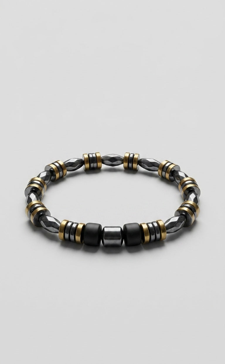 Men’s Hematite & Matte Black Bracelet – 19 cm