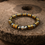 Luxury Men’s Faceted Hematite Bracelet with Gold-Tone Spacers – 8mm Beads, 19cm, Handmade in Any Size