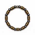 Luxury Men’s Faceted Hematite Bracelet with Gold-Tone Spacers – 8mm Beads, 19cm, Handmade in Any Size