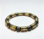 Luxury Black, Gold & Silver Beaded Bracelet – 19 cm – 8 mm Natural Stone Bracelet – Handmade – Any Size Available