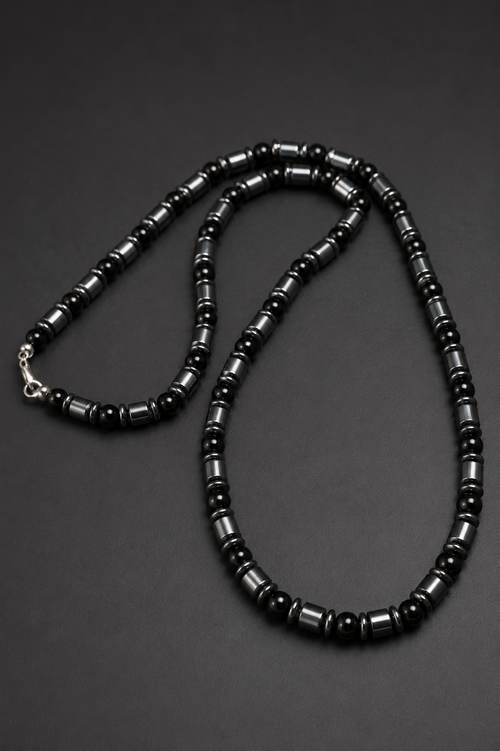 Black Onyx & Hematite Necklace –26 Inch /Any Size Available