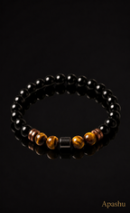 Luxury Black Onyx & Tiger Eye Men’s Bracelet – Handmade Beaded Jewellery