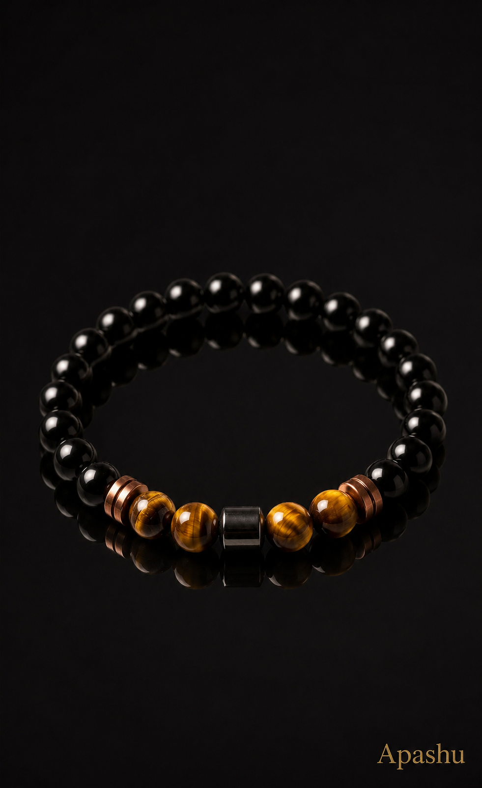 Luxury Black Onyx & Tiger Eye Men’s Bracelet – Handmade Beaded Jewellery