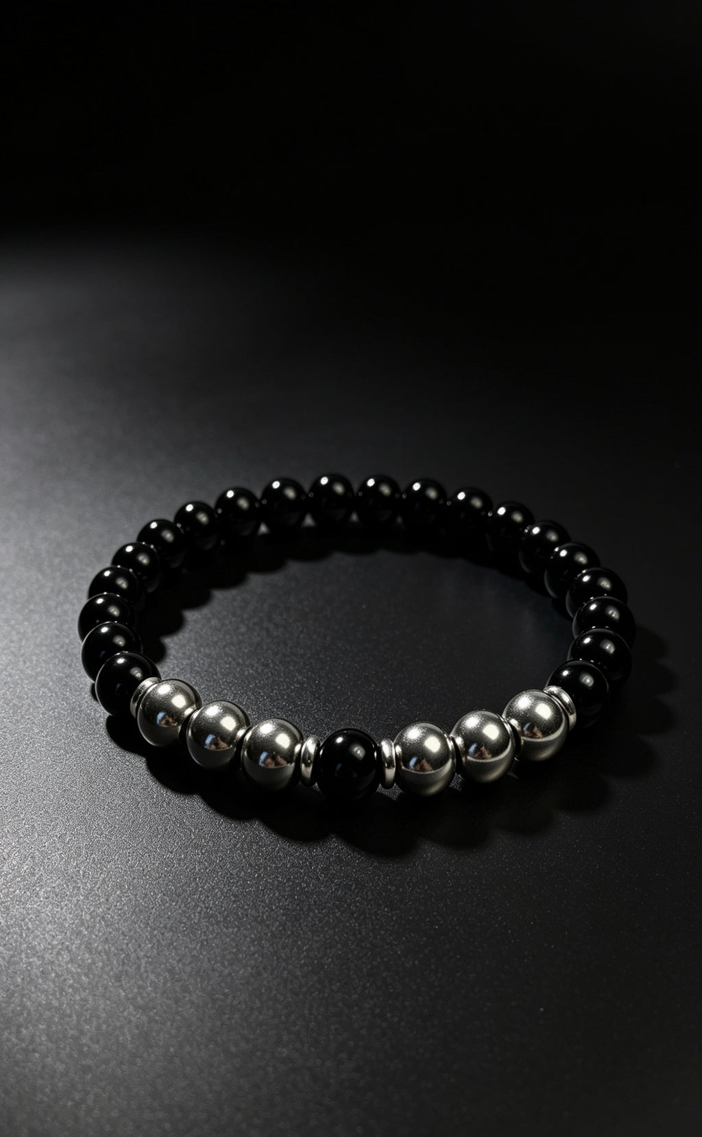 Premium Black Onyx & Hematite Bracelet 8mm | Natural Gemstone Beaded Bracelet | Men’s Jewellery | 19cm