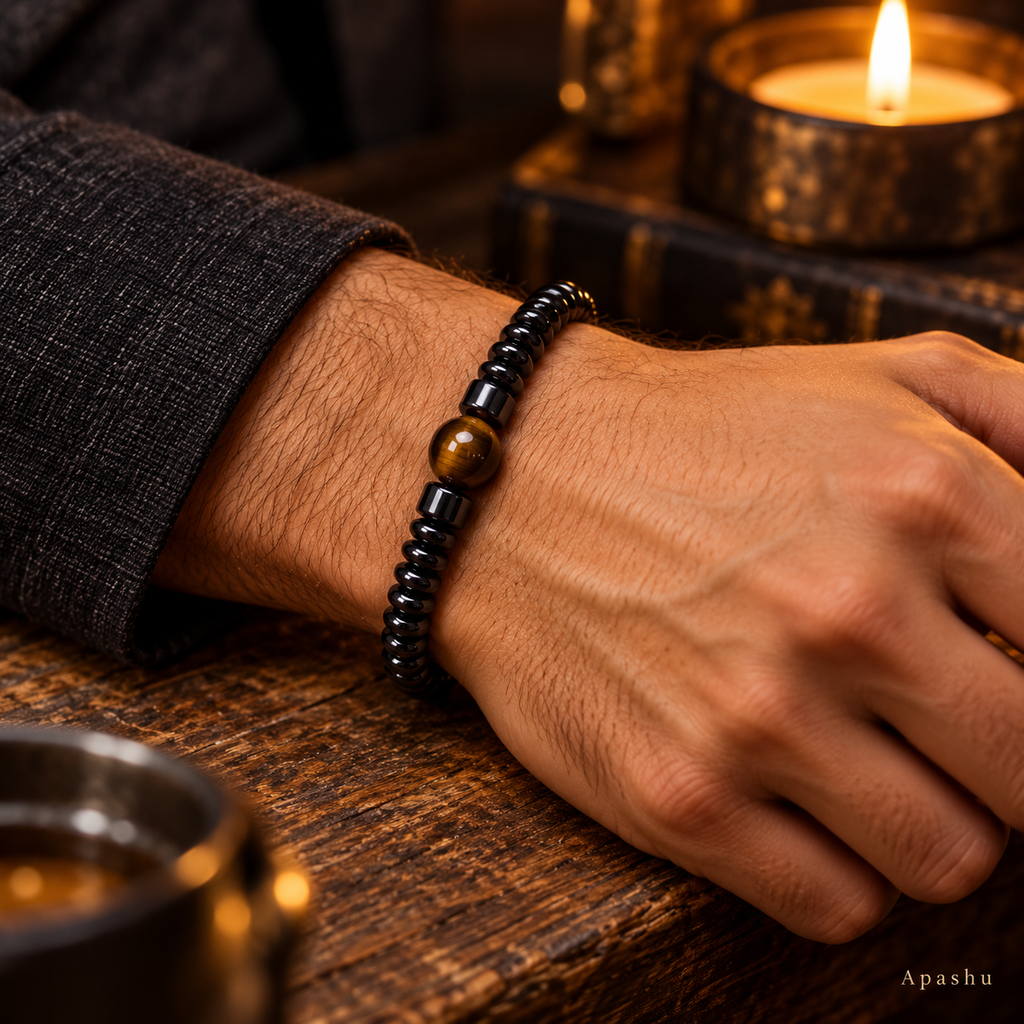 Men's Black Hematite & Tiger Eye Bracelet – Strength, Confidence & Timeless Elegance