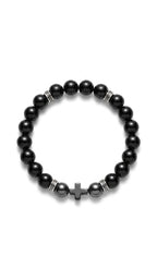 Luxury Onyx & Hematite Cross Bracelet