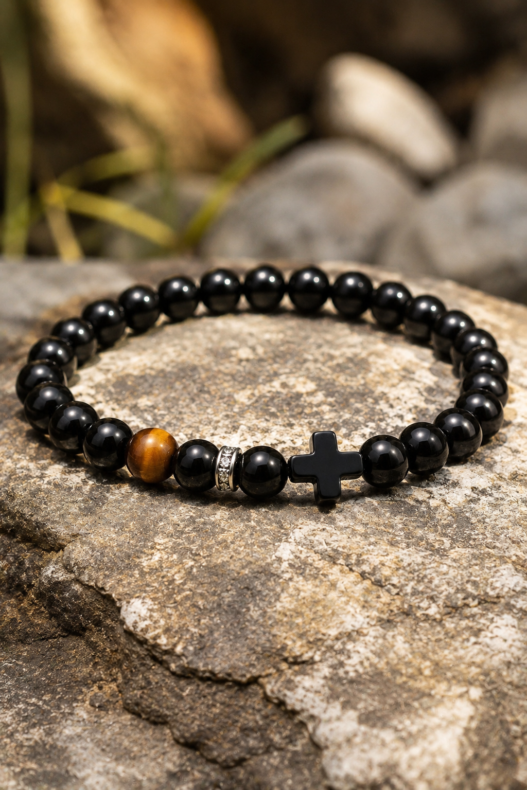 Luxury Black Onyx & Tiger’s Eye Bracelet – Natural Gemstone Jewelry