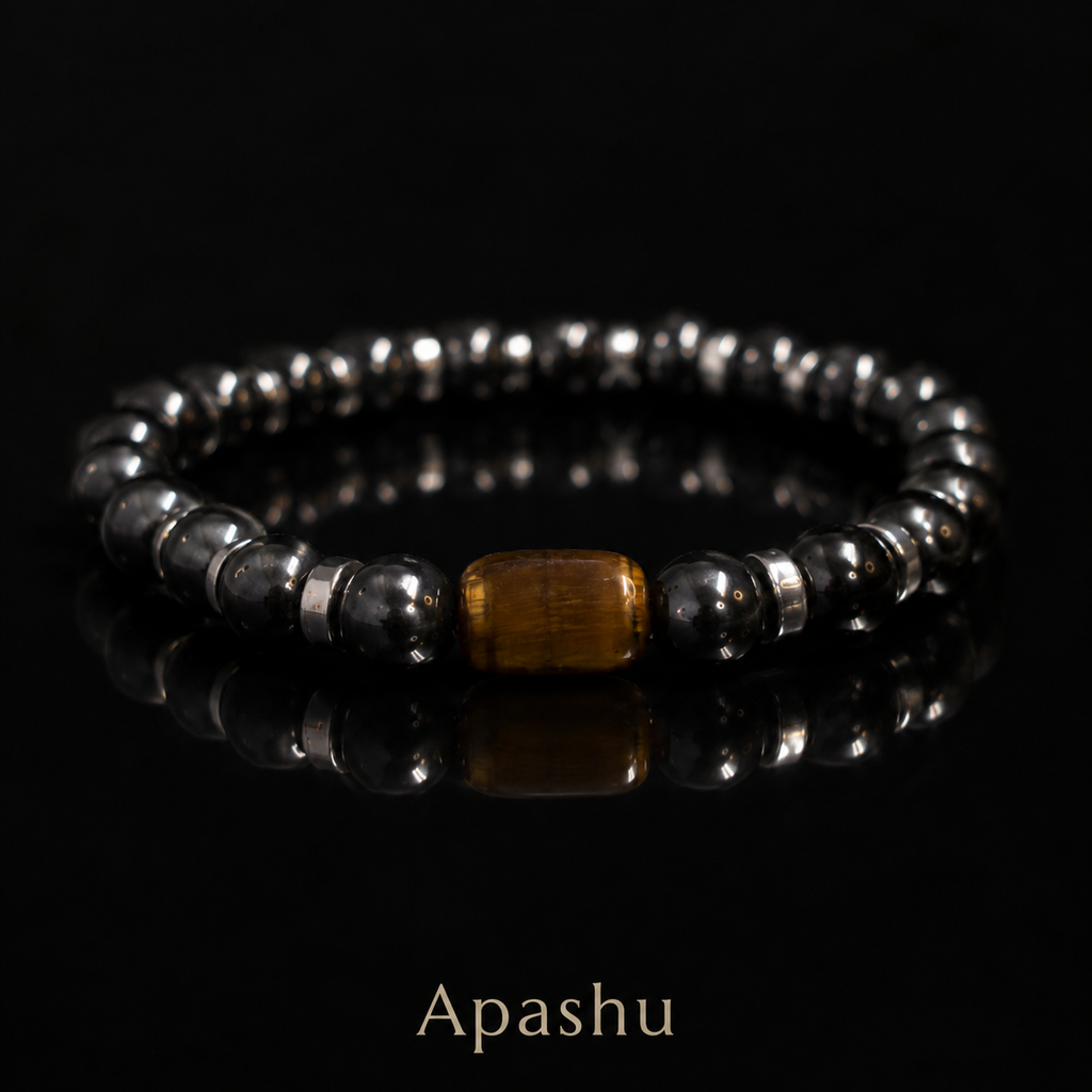Men’s Black Onyx, Hematite & Tiger Eye Bracelet – Handmade Custom Size