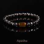 Men’s Black Onyx, Hematite & Tiger Eye Bracelet – Handmade Custom Size