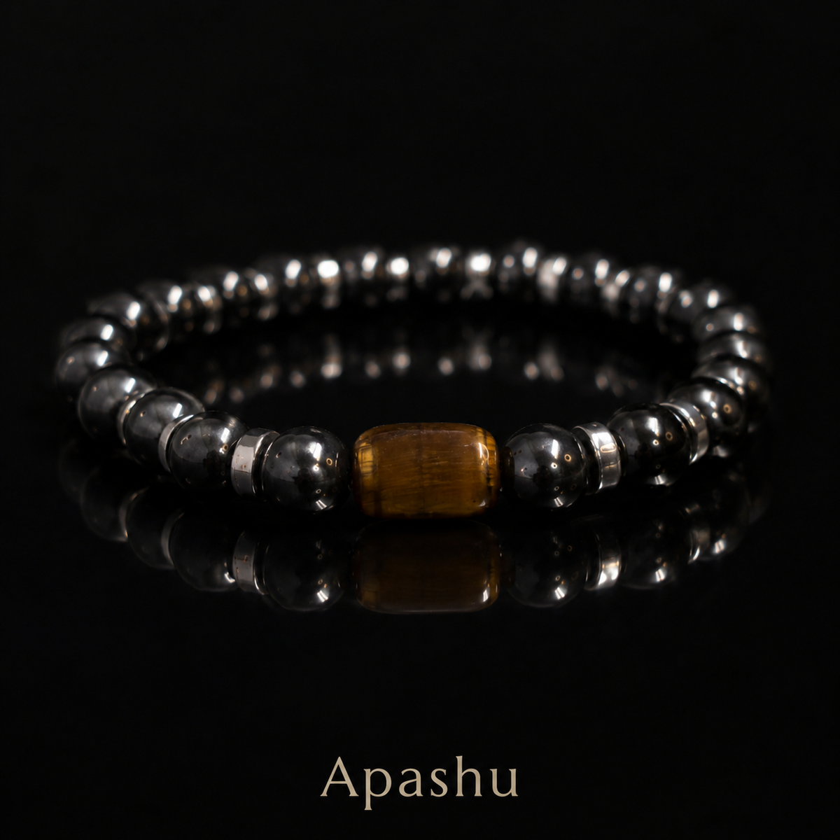 Men’s Black Onyx, Hematite & Tiger Eye Bracelet – Handmade Custom Size
