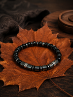 Men’s Black Onyx & Hematite Bracelet – 19 cm – Natural Stone Bracelet – Any Size Available