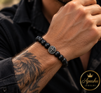 Men’s Matte Black Onyx Cross Bracelet – 8mm Natural Stone Beads