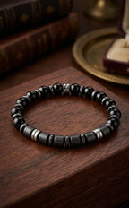 Men’s Black Onyx & Hematite Bracelet – 19 cm