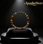 Tiger Eye & Hematite Bracelet – 20cm Natural Stone Unisex Bracelet – Handmade Beaded Jewellery – Custom Sizes Available