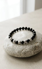 Natural Black Onyx Bracelet 19 cm – Any Size Available – Unisex Crystal Bead Bracelet