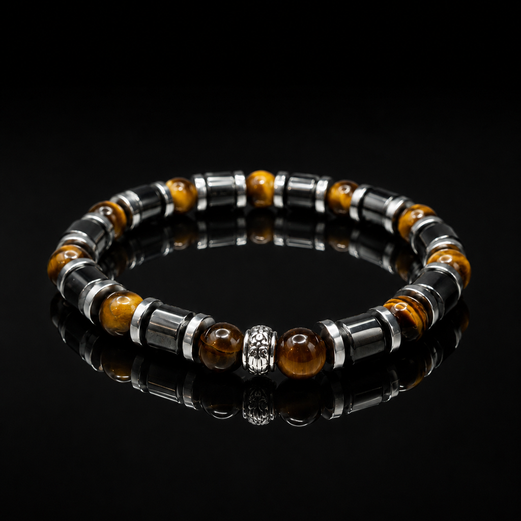 Luxury Tiger Eye & Hematite Men's Bracelet – 8mm Natural Stone