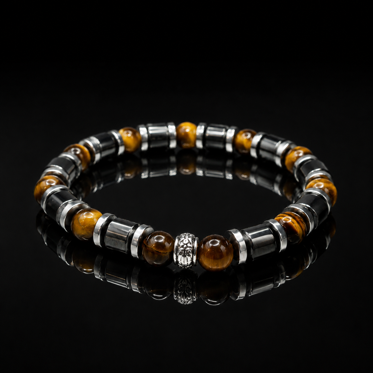 Luxury Tiger Eye & Hematite Men's Bracelet – 8mm Natural Stone