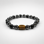 Men’s Black Onyx, Hematite & Tiger Eye Bracelet – Handmade Custom Size
